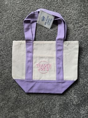 Trader Joe's Lavender-Trim Canvas Tote Bag